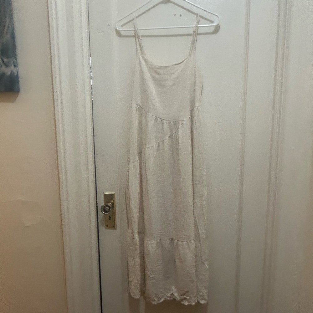 Urban Renewal Cream Linen Midi Dress Sz S  Spaghetti slip dress